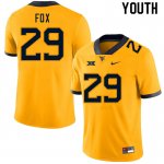 Youth West Virginia Mountaineers NCAA #29 Preston Fox Gold Authentic Nike Stitched College Football Jersey YK15S51AL